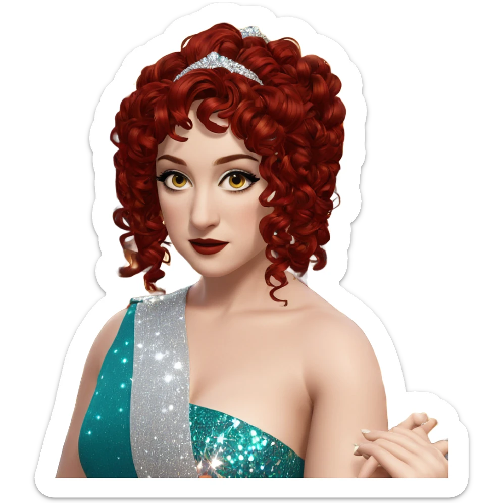 elegant girl in sparkling attire sticker