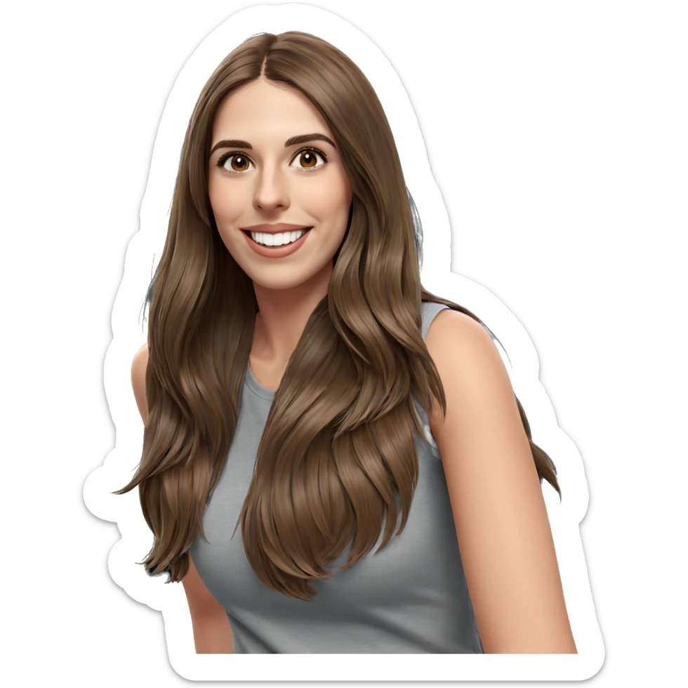 smiling girl with brown hair sticker