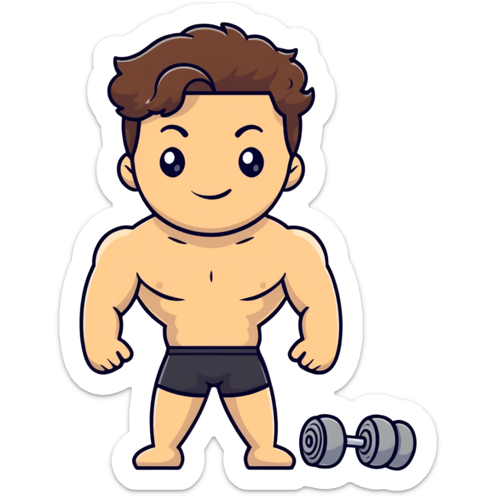 shirtless male athlete with white skin and wavy brown hair sticker