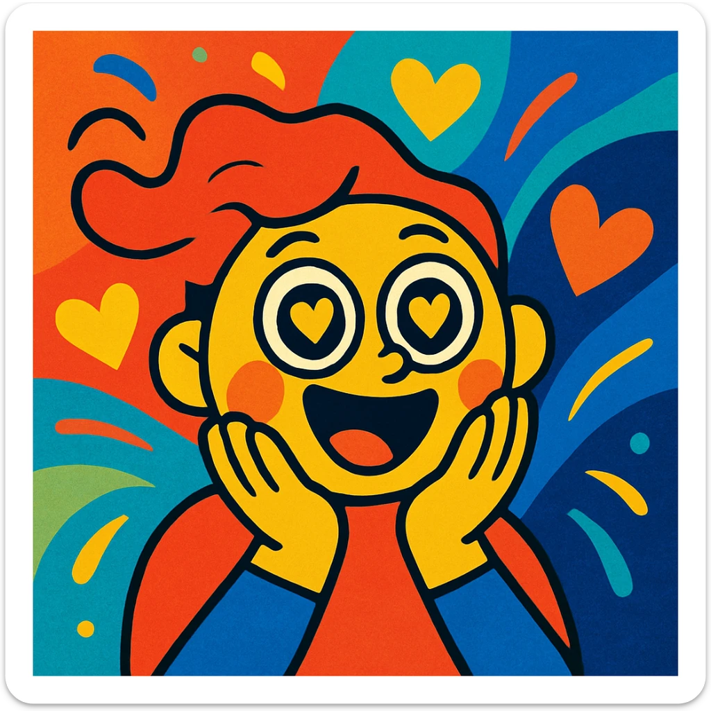the concept of admiration, vibrant cartoon style, colorful, expressive sticker