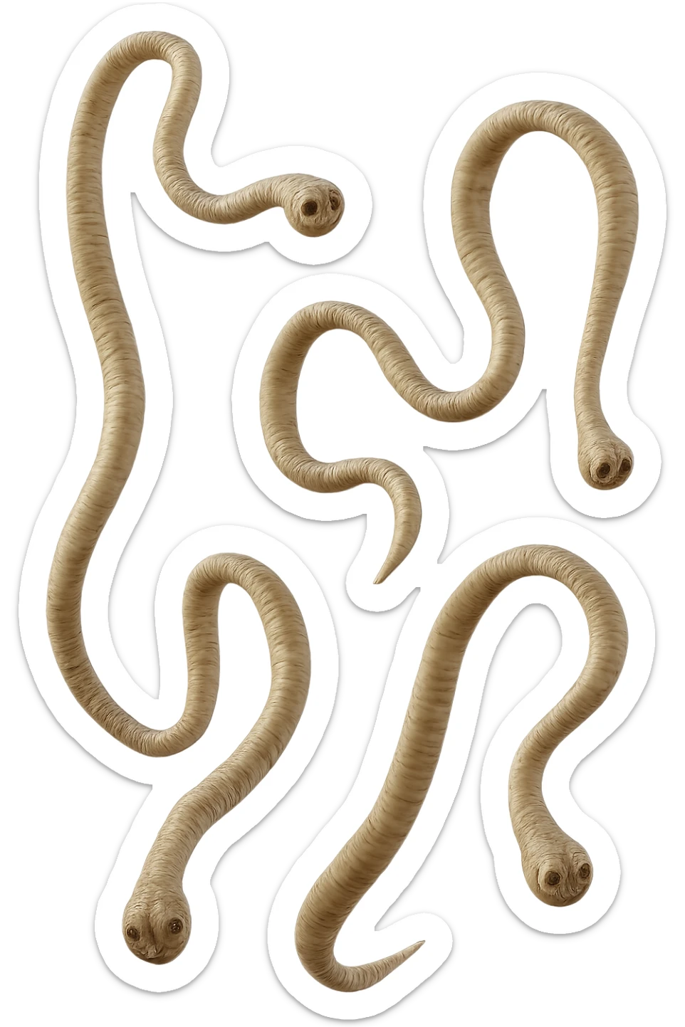 CINQUE PARASSITI COME LA TENIA FLUTTUANO IN ARIA, iperrealistico 4k sticker