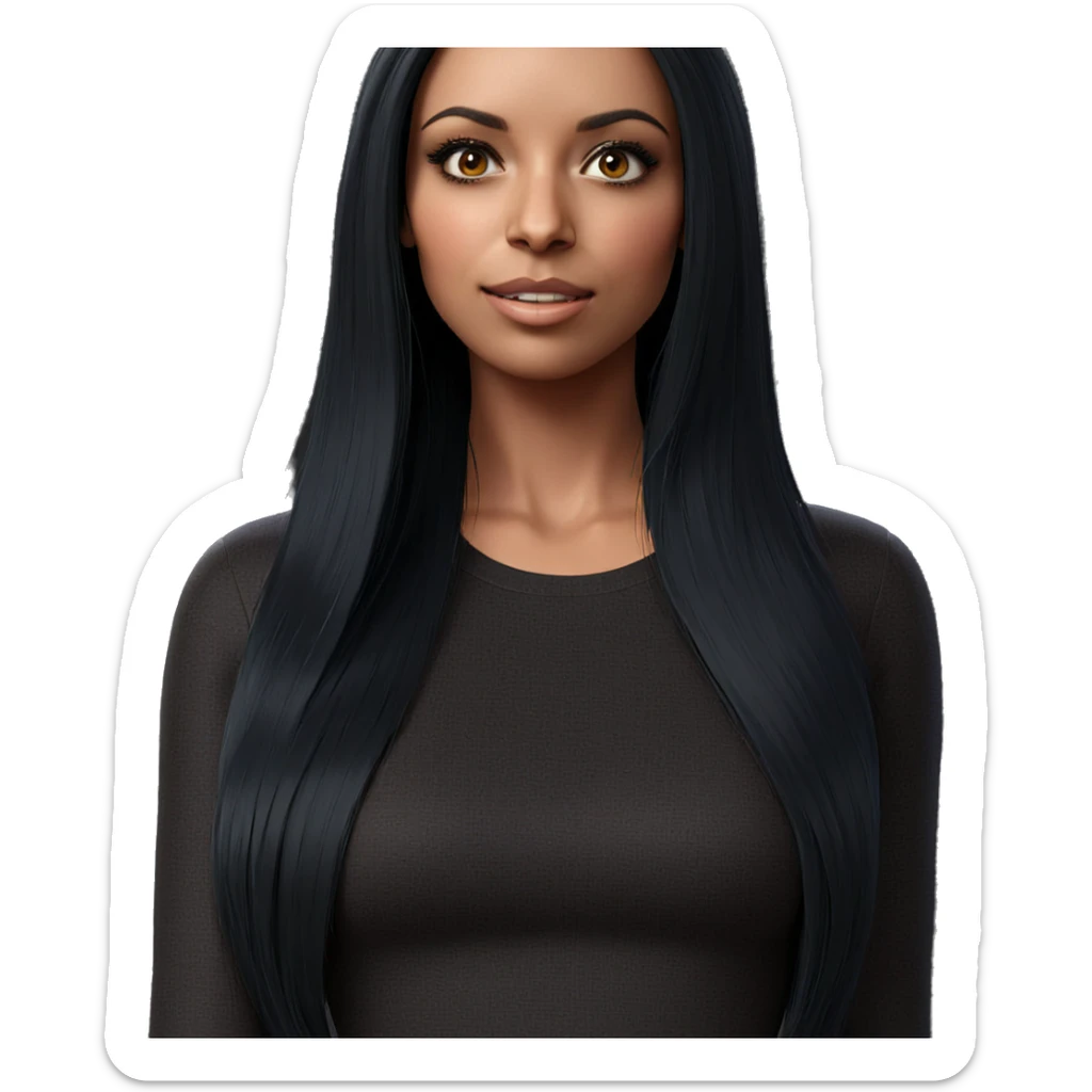 girl with long black hair sticker