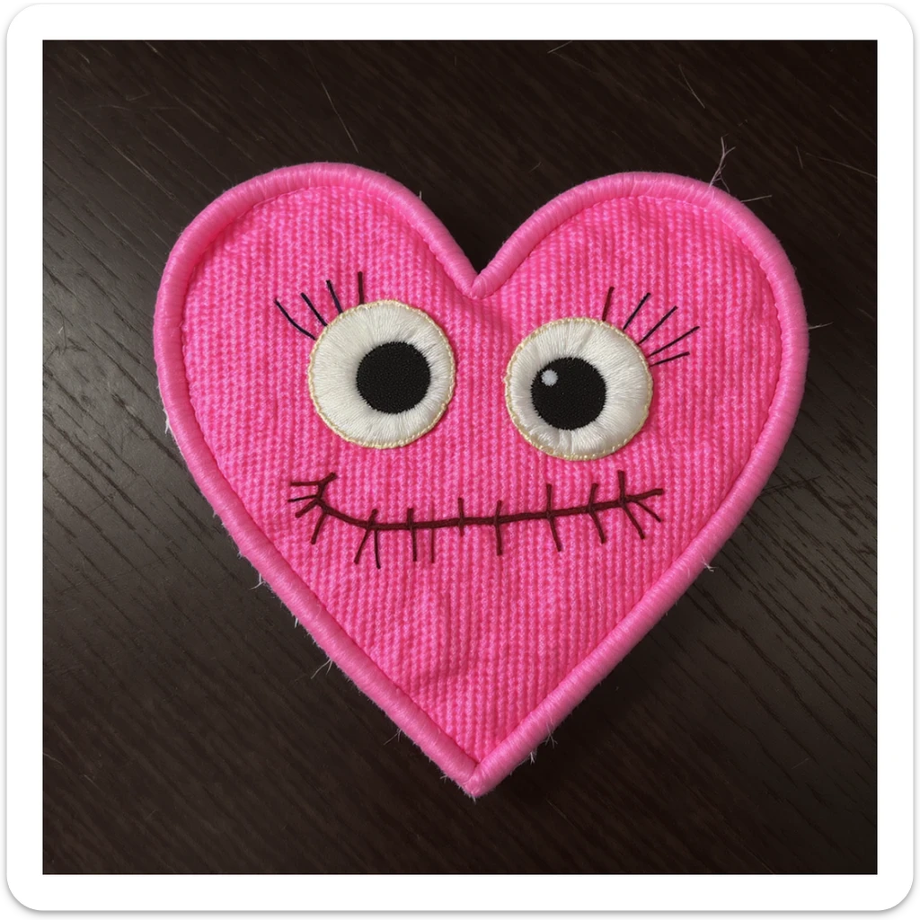 emo heart with a stitched patch sticker