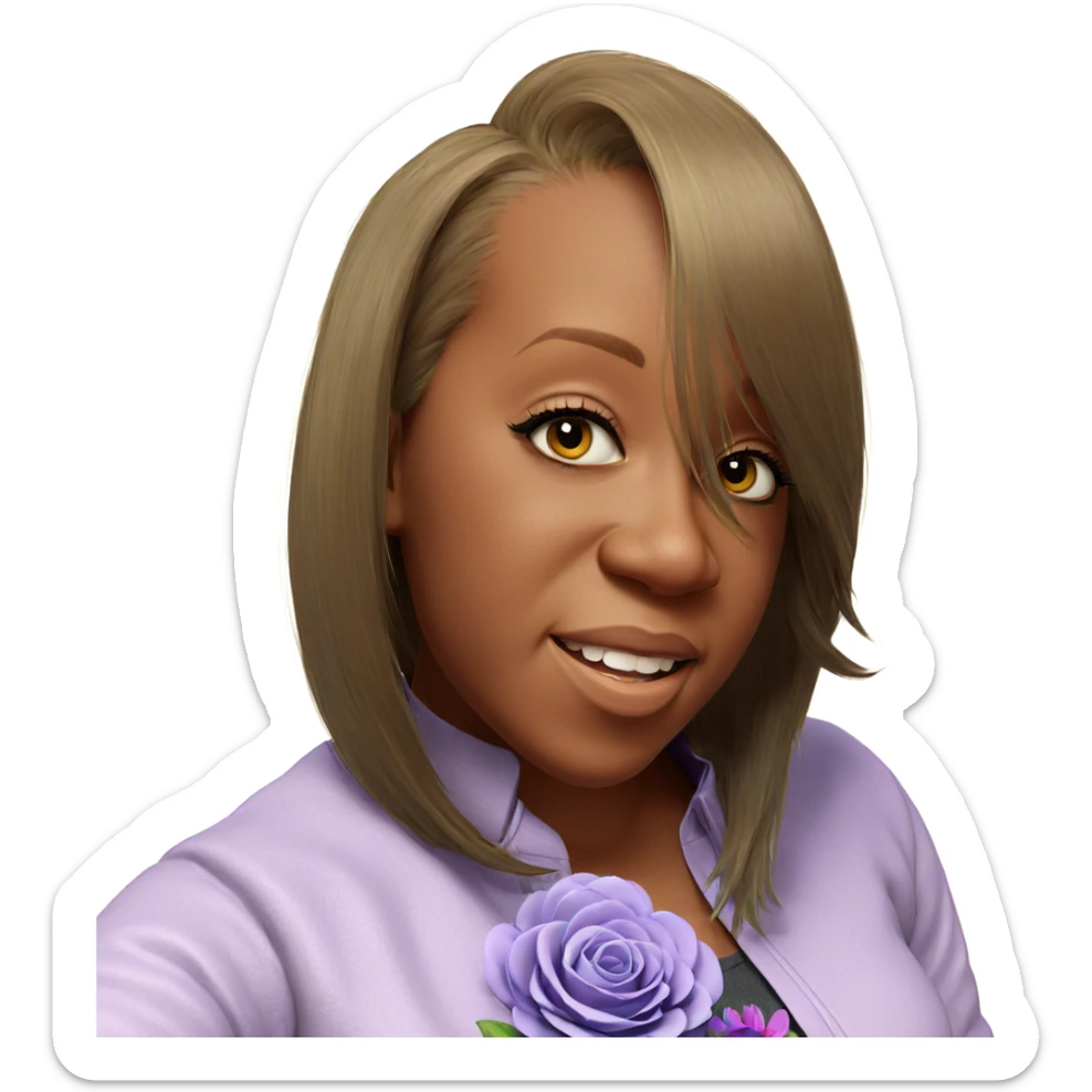 realistic girl with flower sticker