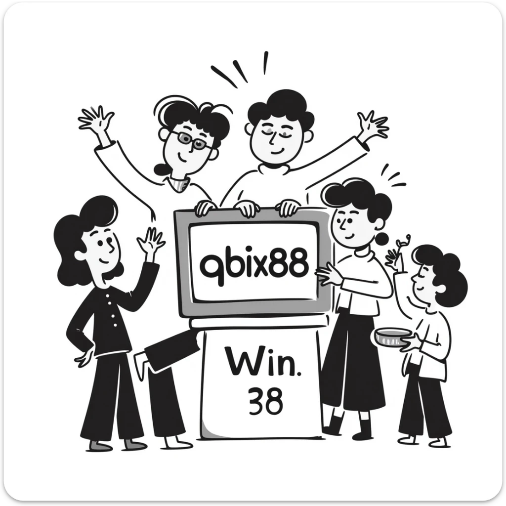 Gaming platform 'qbix88' with large community of players winning together and enjoying benefits sticker