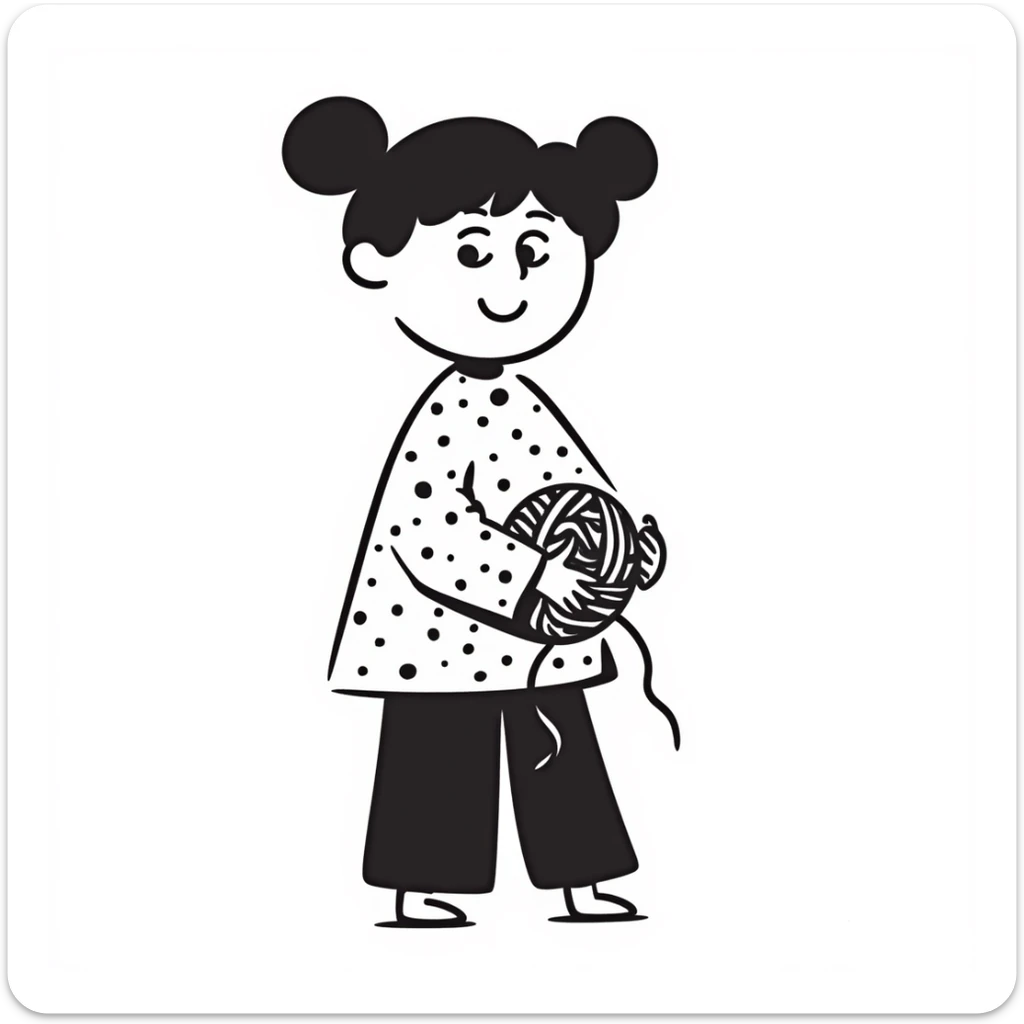 short chubby girl with a cat face sticker