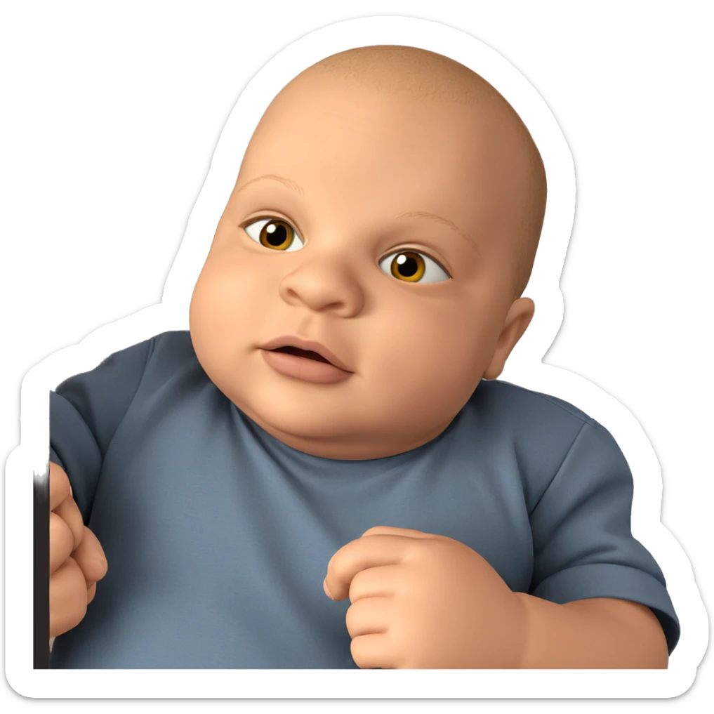 bald boy looking at viewer sticker