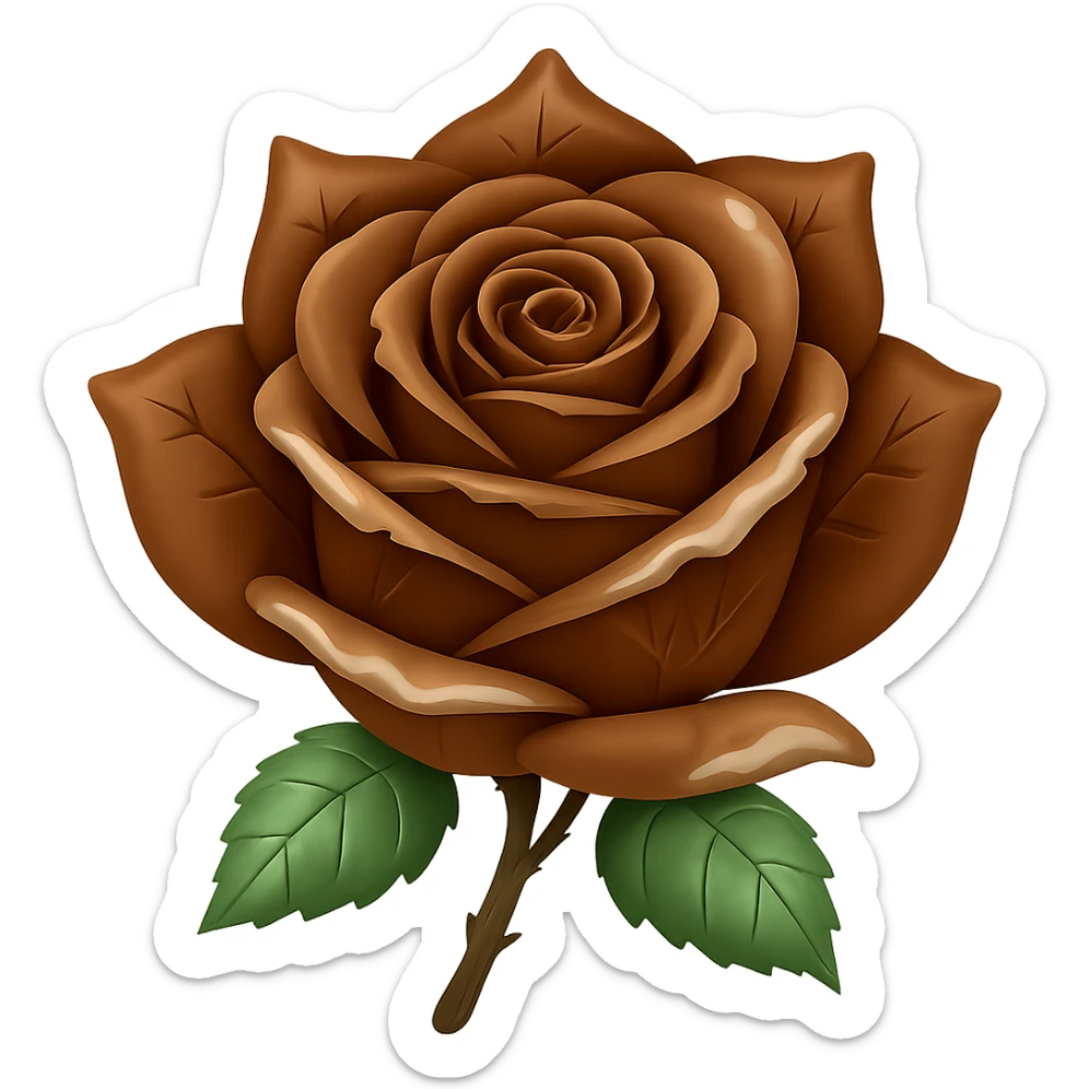 Make the ice rose brown in the style of emoji, keeping the emoji style look, with no background. sticker