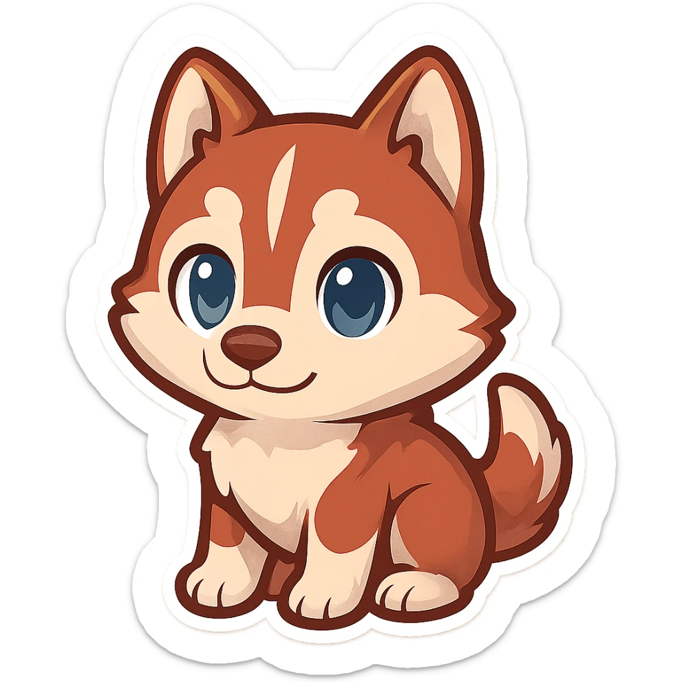 red siberian husky with blue eyes sticker