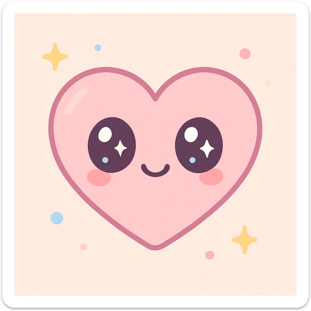 heart symbol, kawaii style, cute, adorable, pastel colors sticker