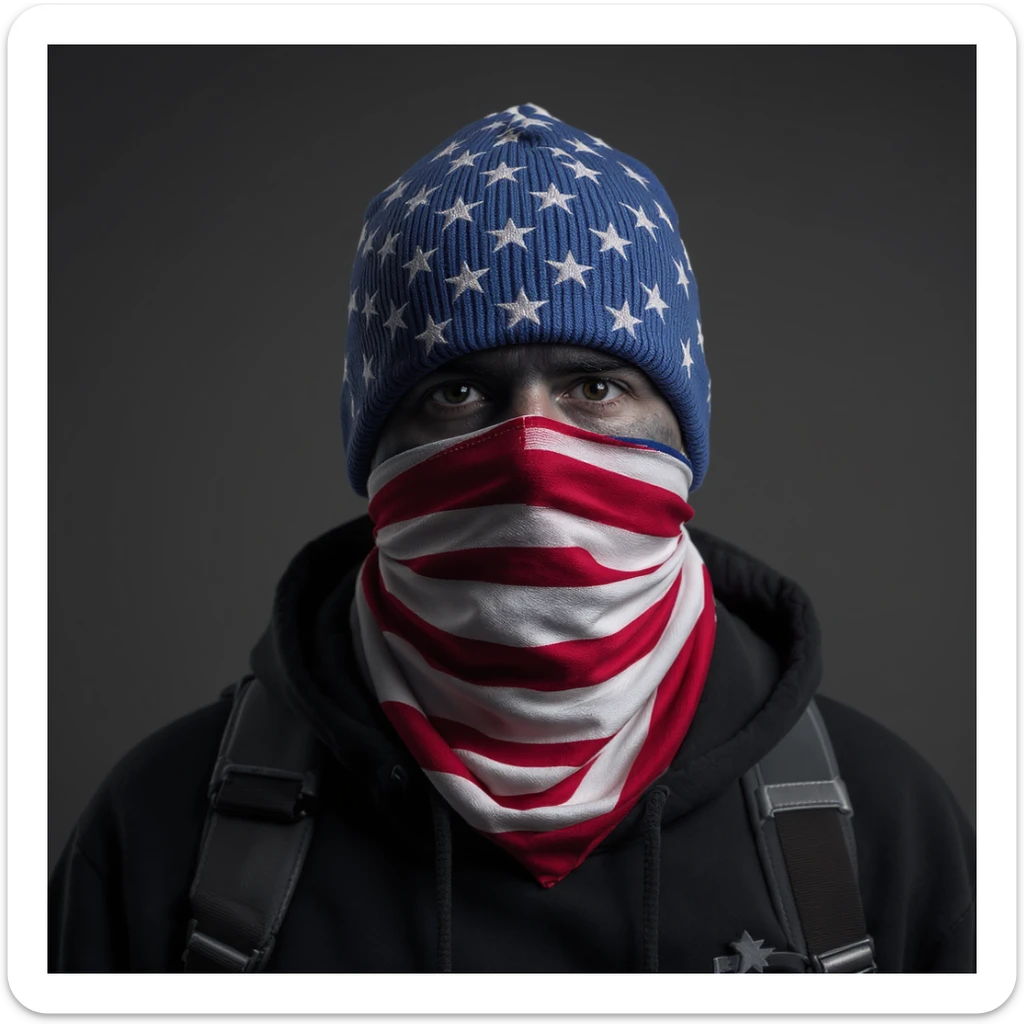 realistic upside down American flag in red, white, and blue, no cartoon effect, no clouds, serious protest mood, no text, simple background sticker