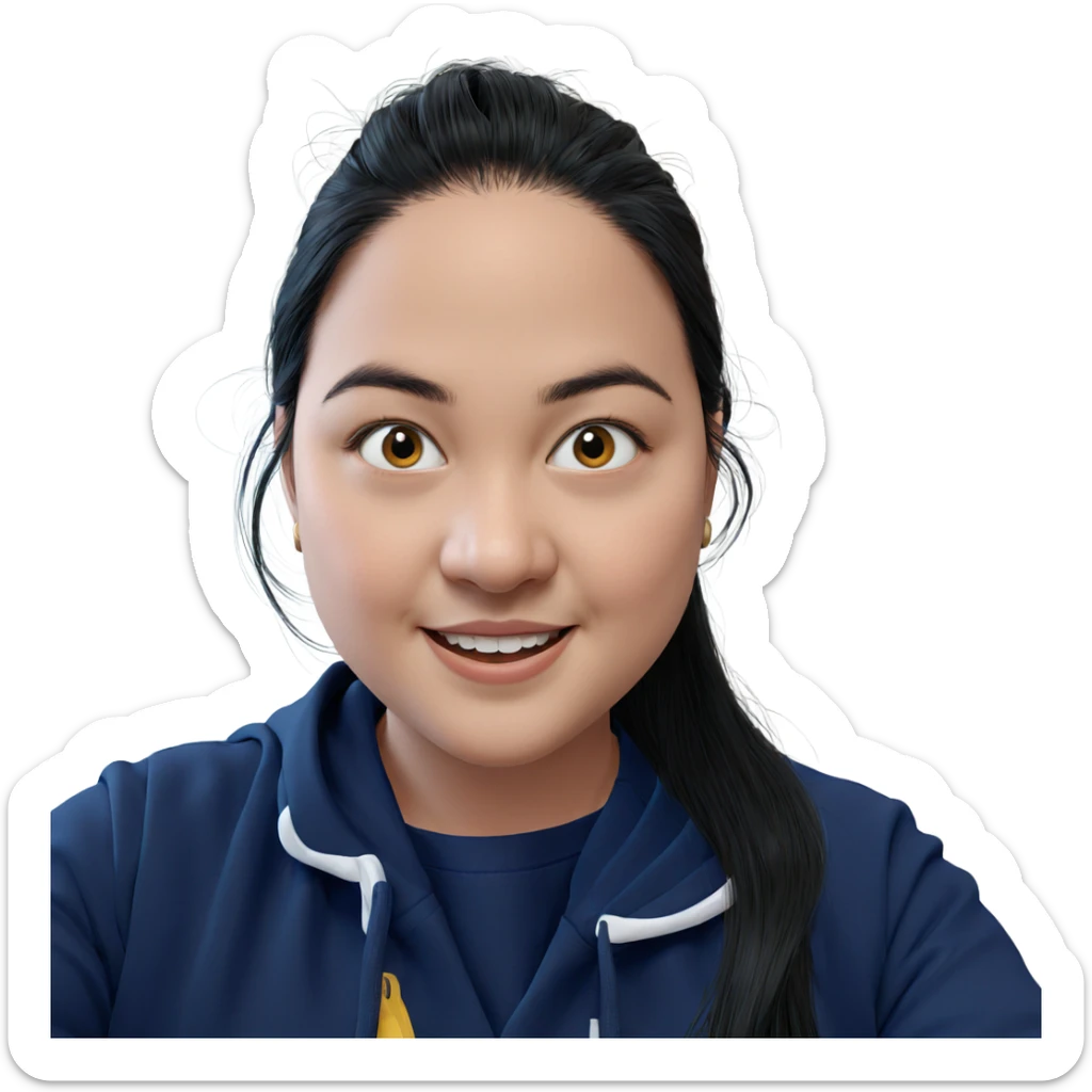 smiling girl with long black hair sticker