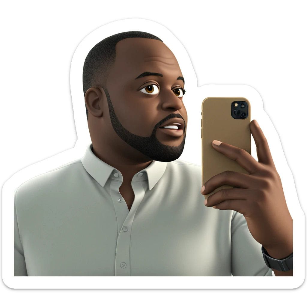 man taking selfie with phone sticker