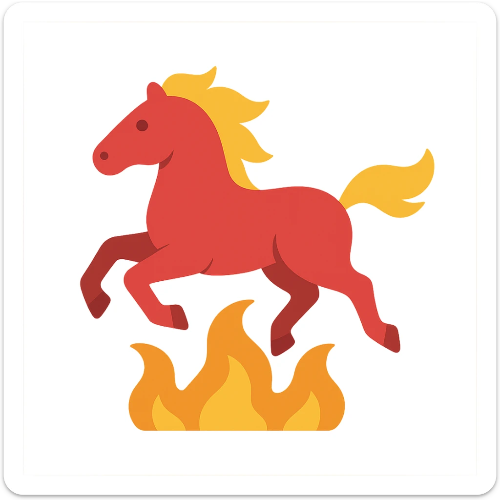 
Running red fire horse symbol of new year 2026 according to Asian Chinese calendar. greeting card or banner. vector illustration sticker