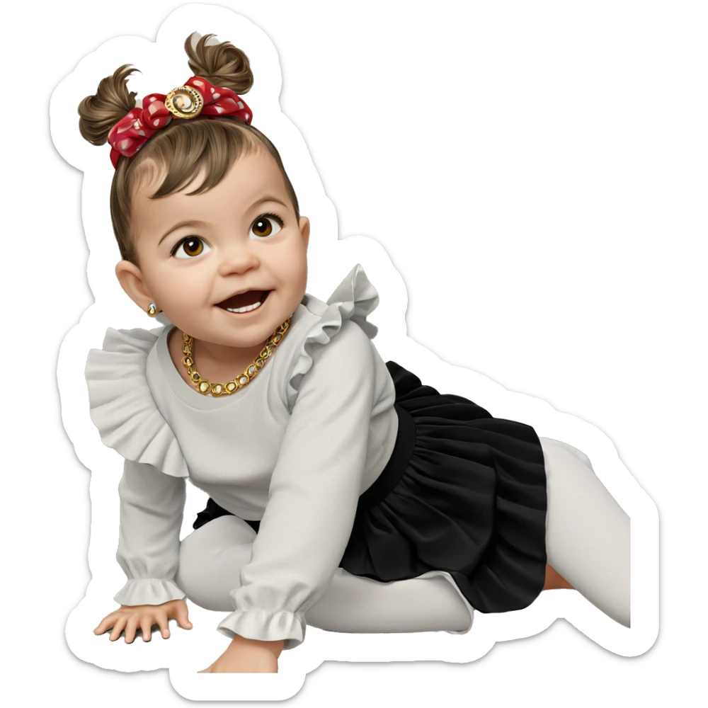 girl in skirt with jewelry sticker