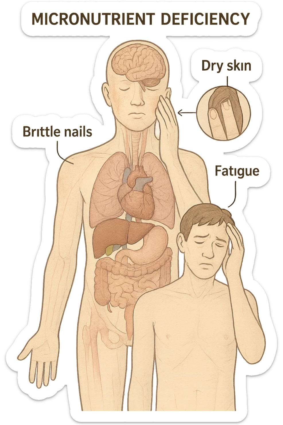 corpo umano in carenza di micronutrienti in italiano sticker