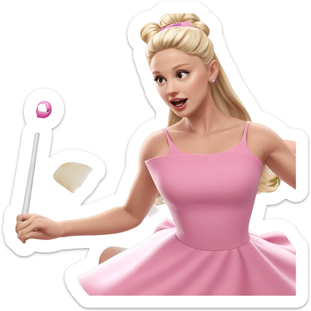 blonde girl in pink dress sticker