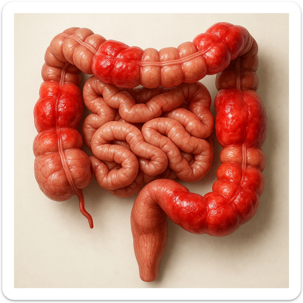 intestino umano anatomico realistico infiammato iperrealistico 4k sticker