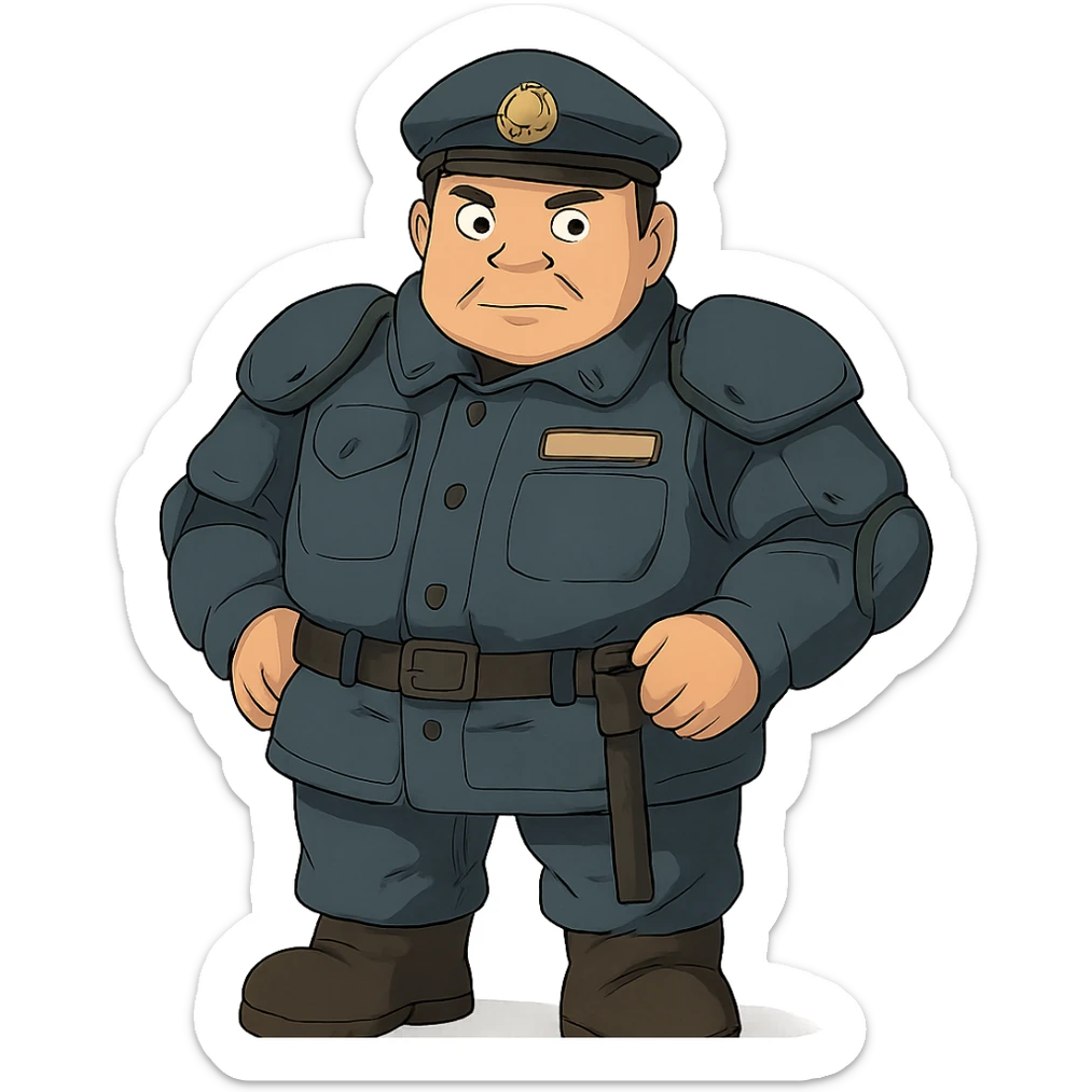 security guard with little hair and reinforced uniform sticker