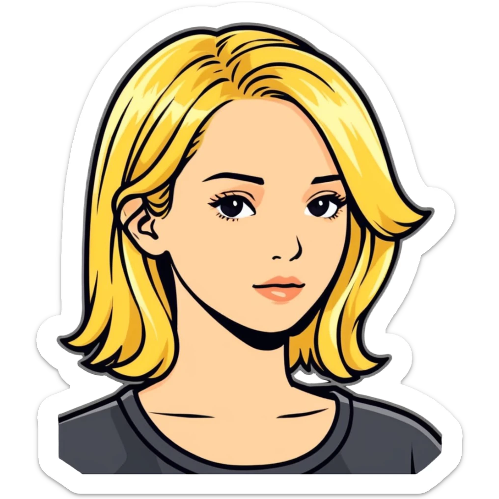 female at the hairdresser with foils and highlights in her blonde hair sticker