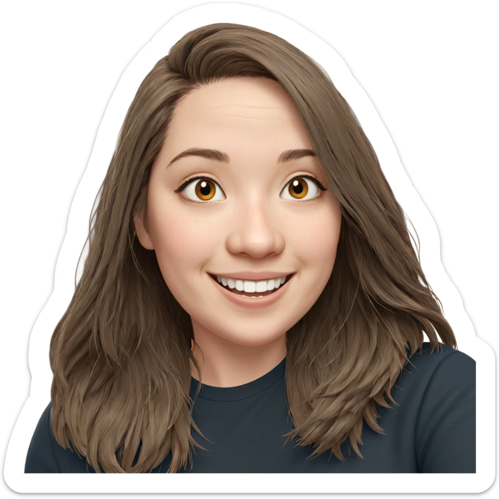 smiling girl with brown hair sticker