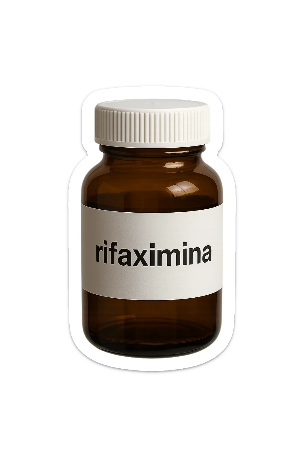 barattolo di medicinale con la scritta "rifaximina" sull'etichetta fluttua in aria, iperrealistico 4k sticker