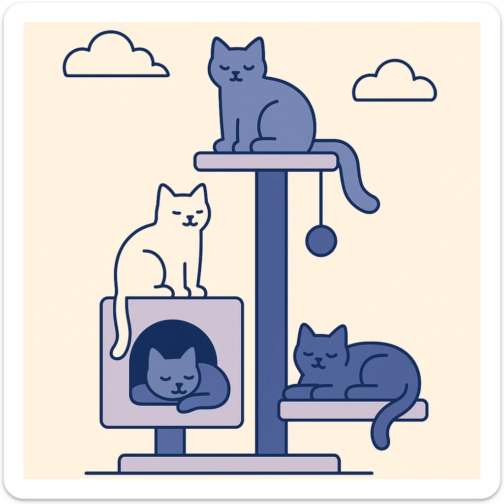 cats relaxing in a vertical playhouse sticker