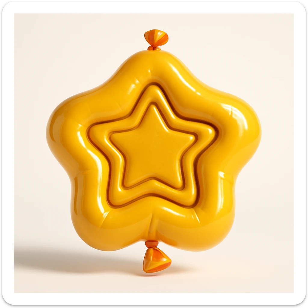 dalgona candy with star shape, balloon style, inspired by Squid Game sticker