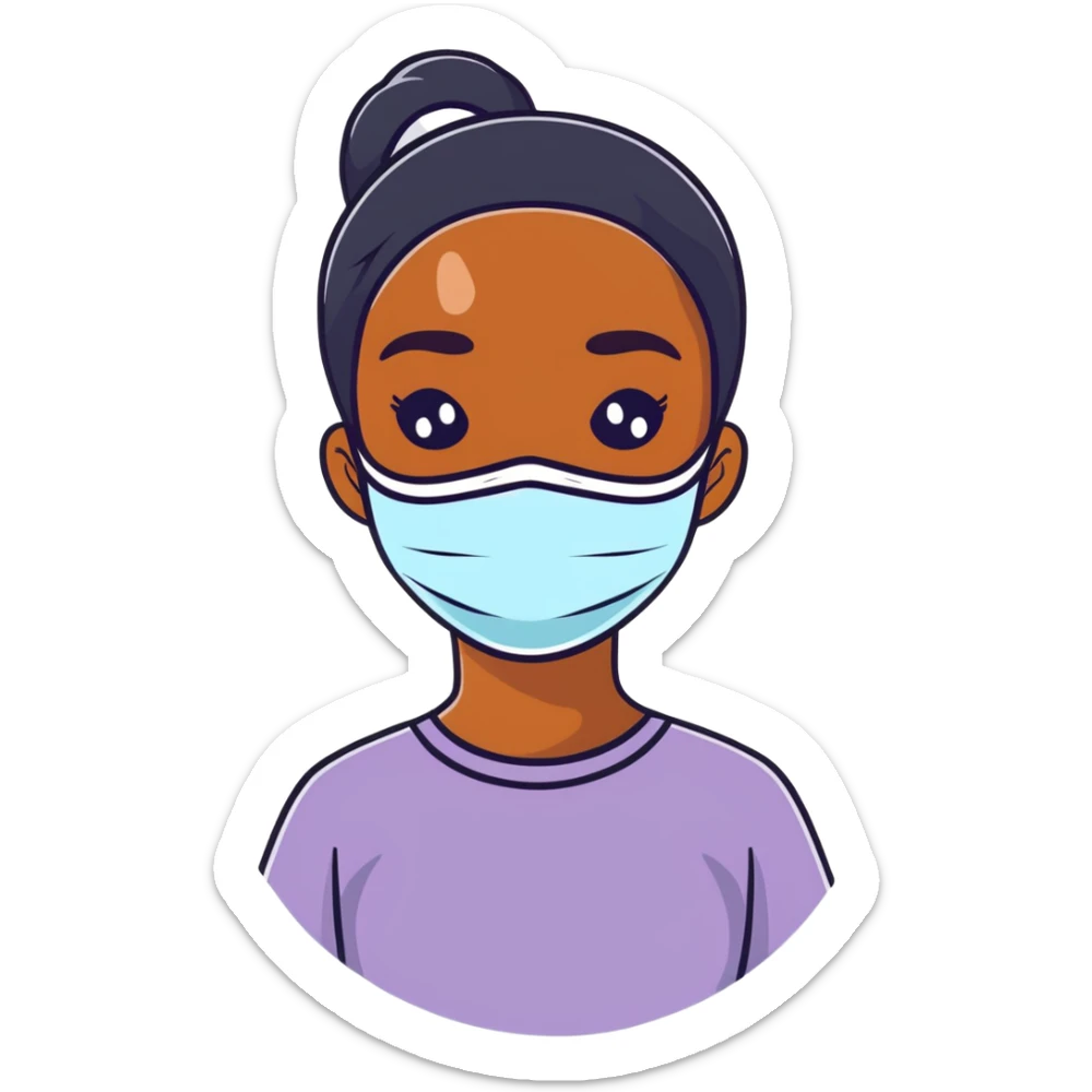 Black girl with facial mask during skincare sticker