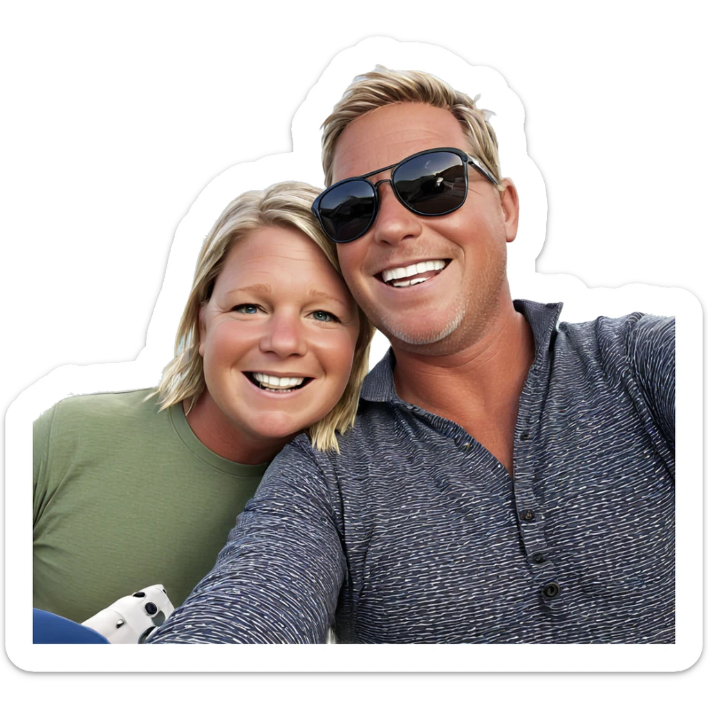 boys enjoying sunny selfie sticker