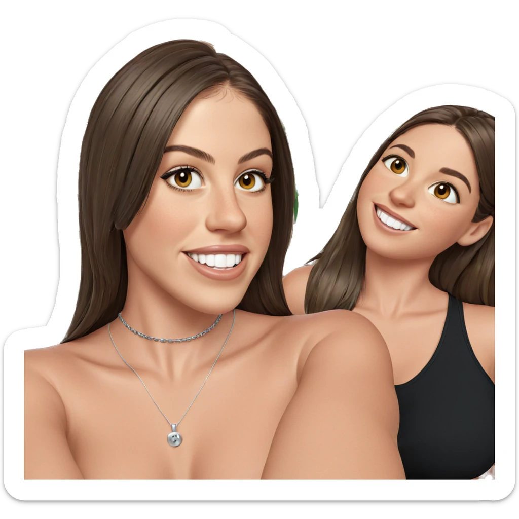 smiling girls with brown hair sticker