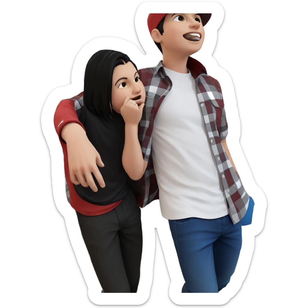 boys in casual attire indoors sticker