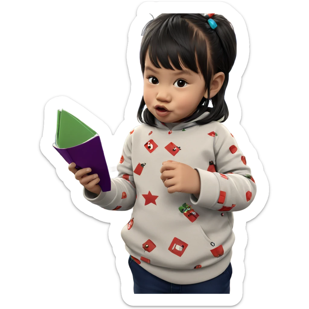 reading by the christmas tree sticker