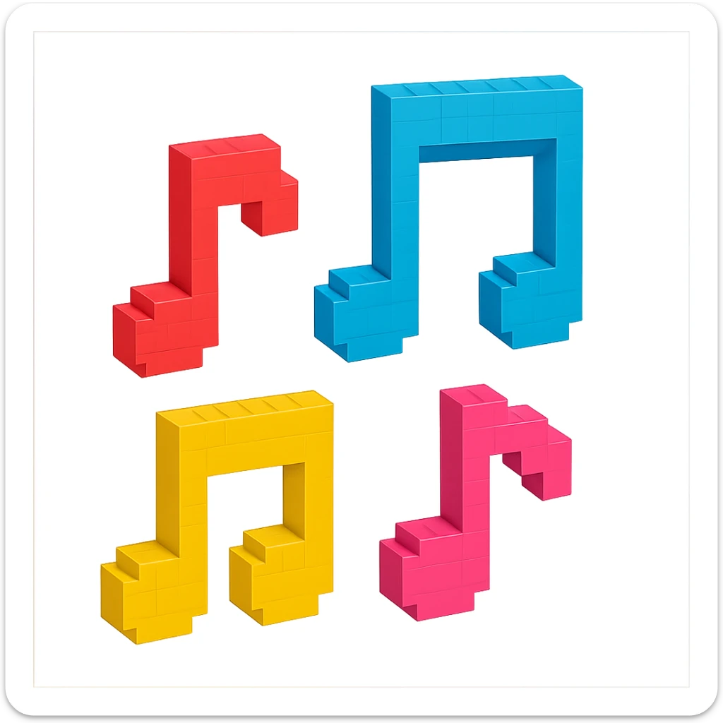 simple and clear voxel-style musical notes sticker