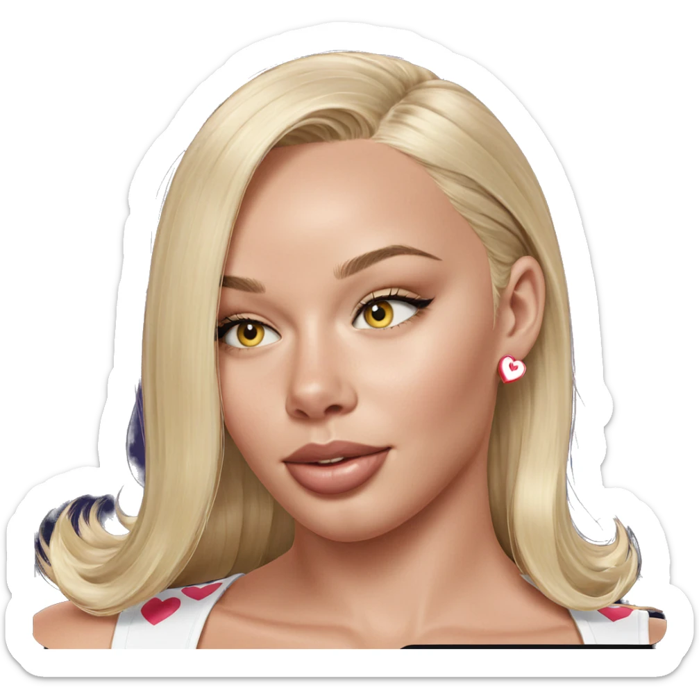 blonde girl with heart earrings sticker