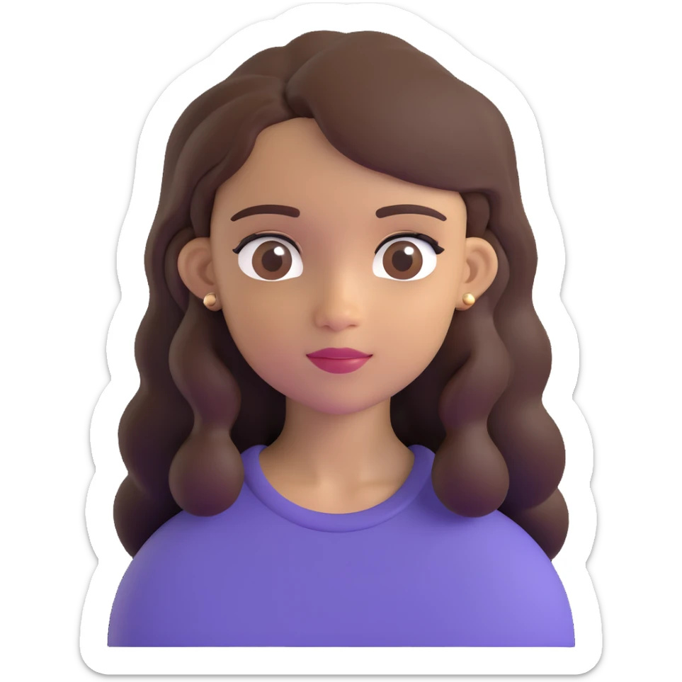 light skin brown girl with long dark brown hair and dark brown eyes sticker