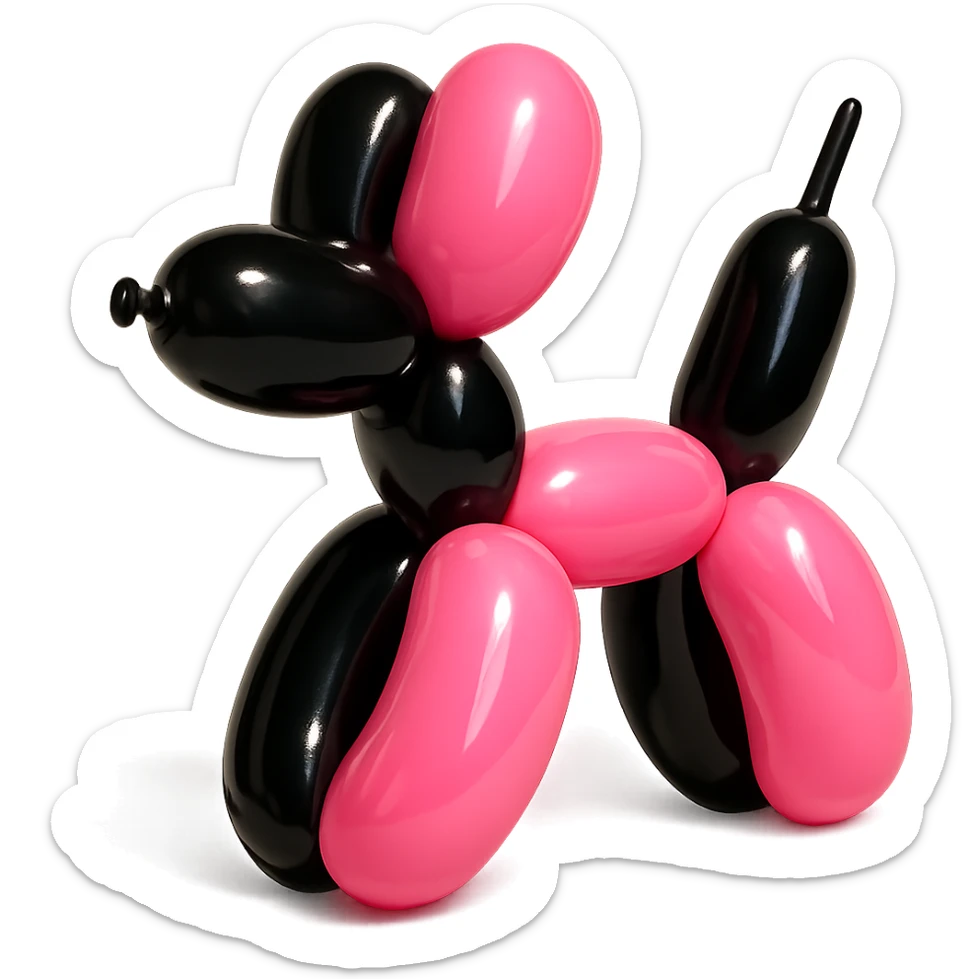 BLACKPINK-inspired object, black and pink colors, soft and inflated appearance sticker