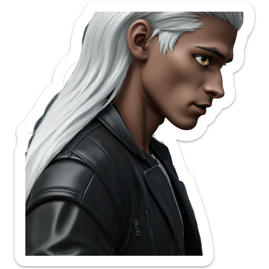 elf boy in leather jacket sticker