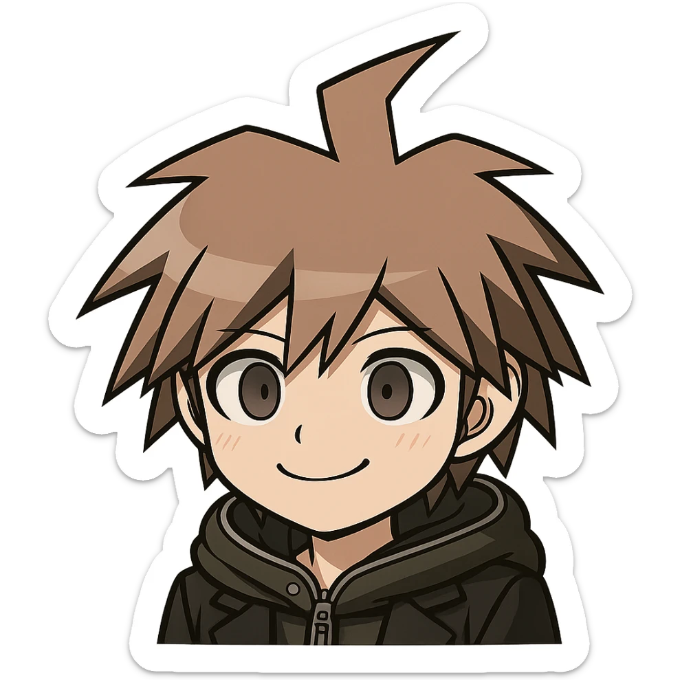 Danganronpa style emoji of Makoto Naegi sticker