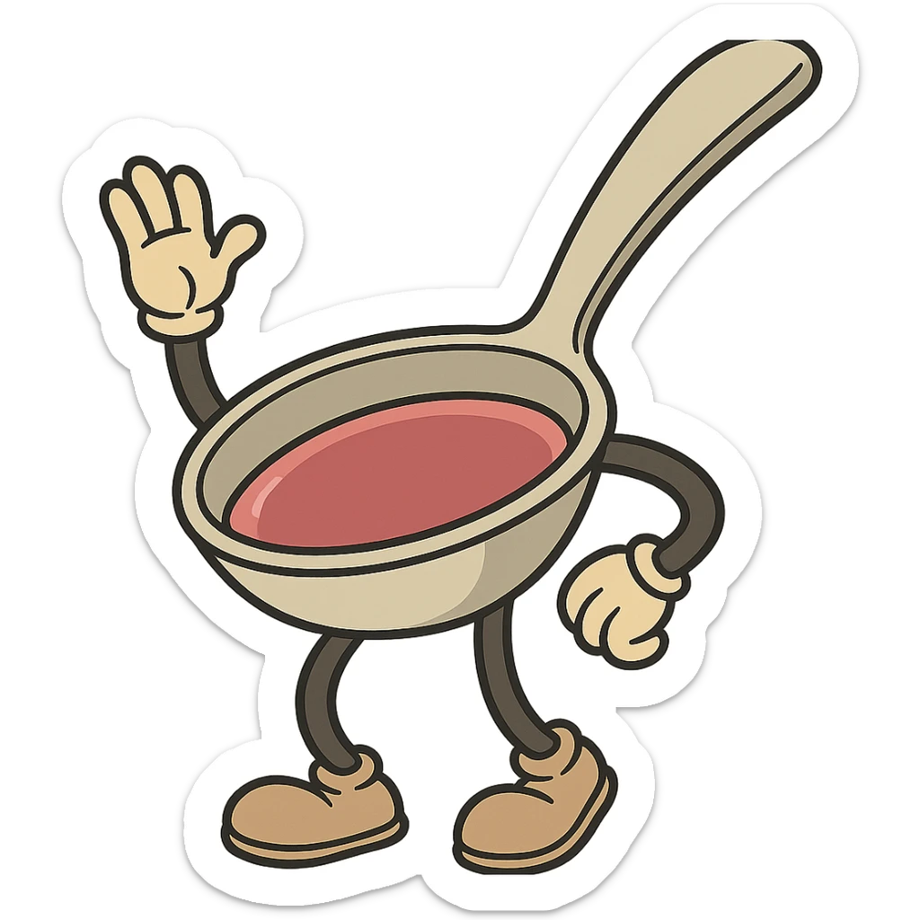 cartoon style medicine spoon, no face sticker