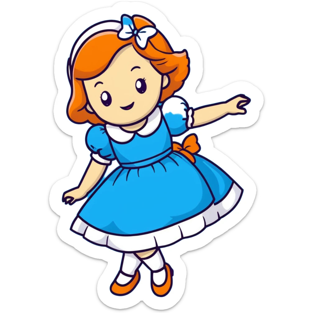 Disney's animated Alice in Wonderland curtseying with a bright cheerful smile in her blue dress sticker