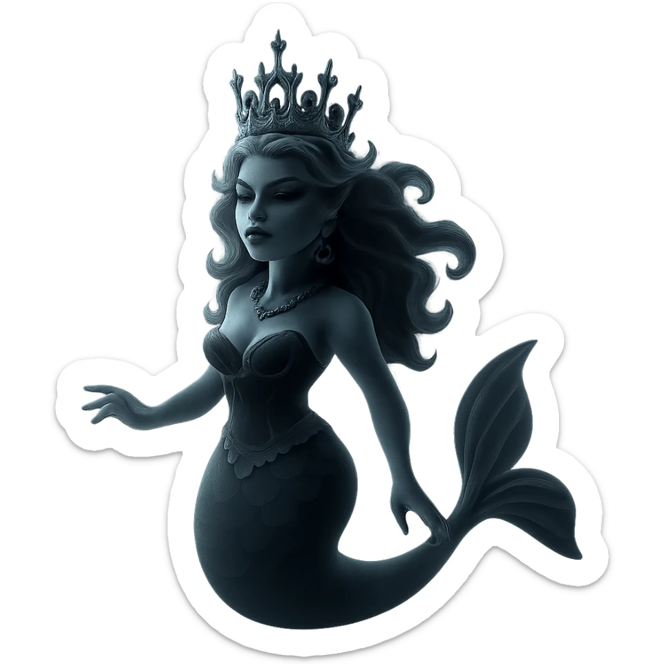 dark and elegant drag queen gothic mermaid with intricate details sticker
