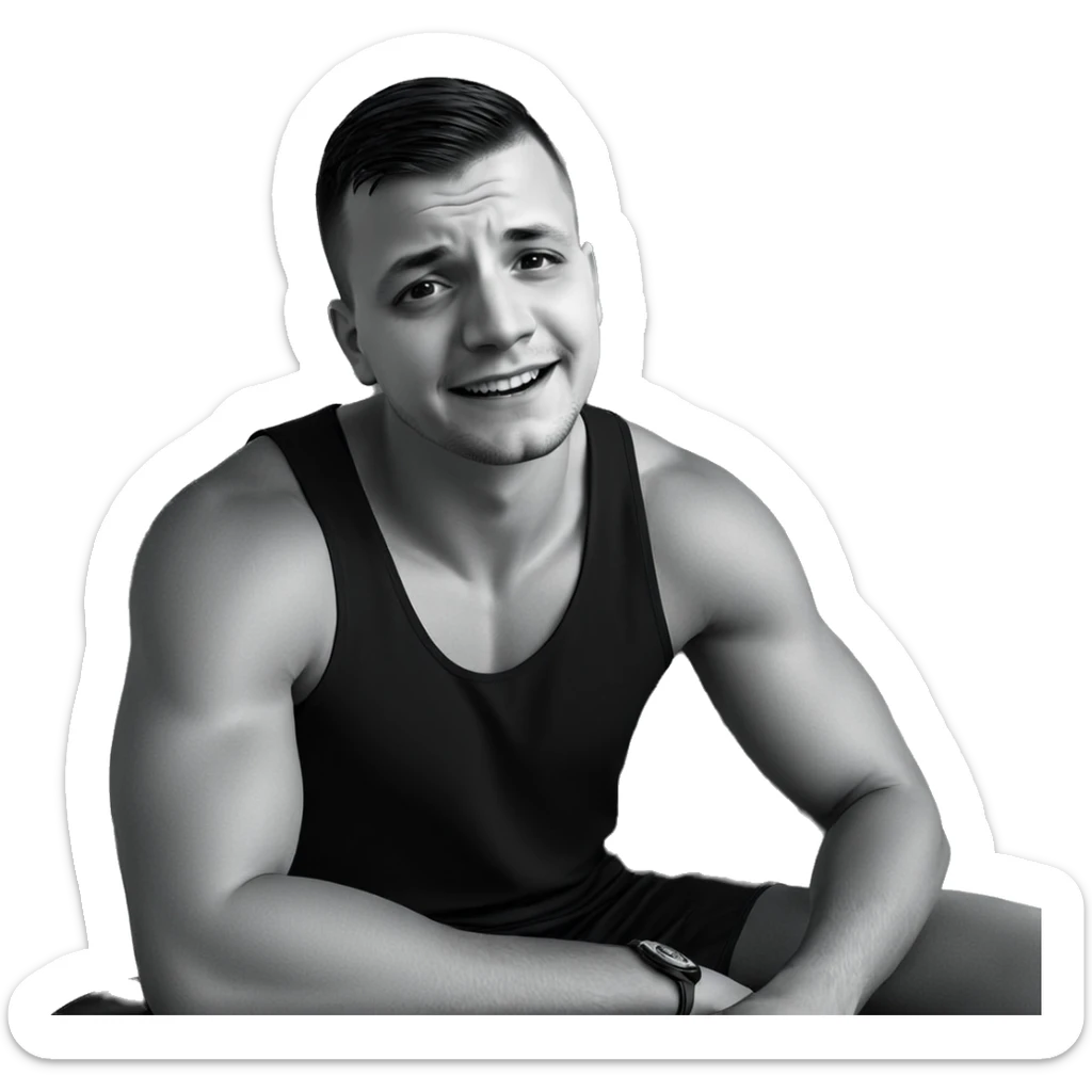 boy smiling in monochrome sticker