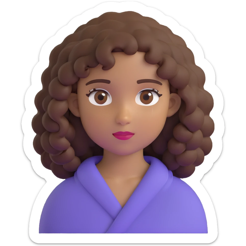 girl with curly brown hair, dark brown eyes, and brown skin sticker