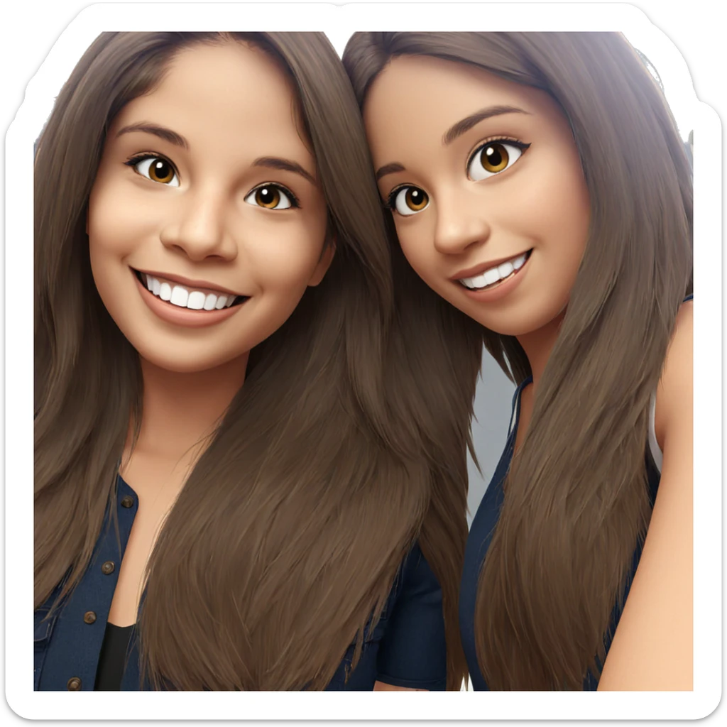 girls with smiles and brown hair sticker