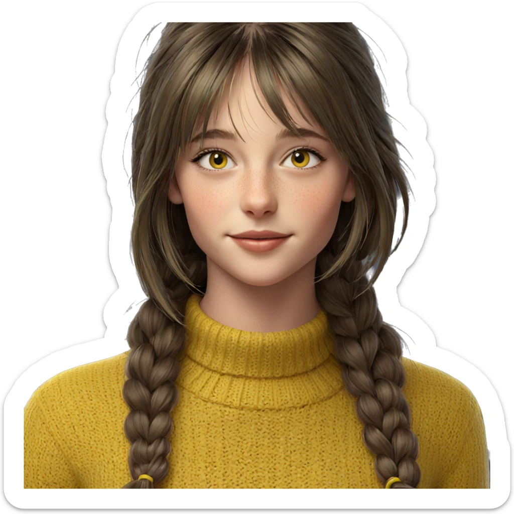 smiling girl in yellow sweater sticker