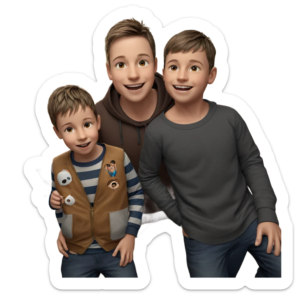boys smiling together indoors sticker