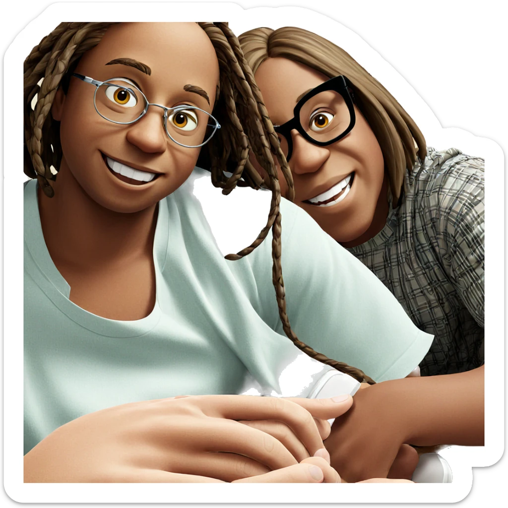 happy boys with glasses sticker