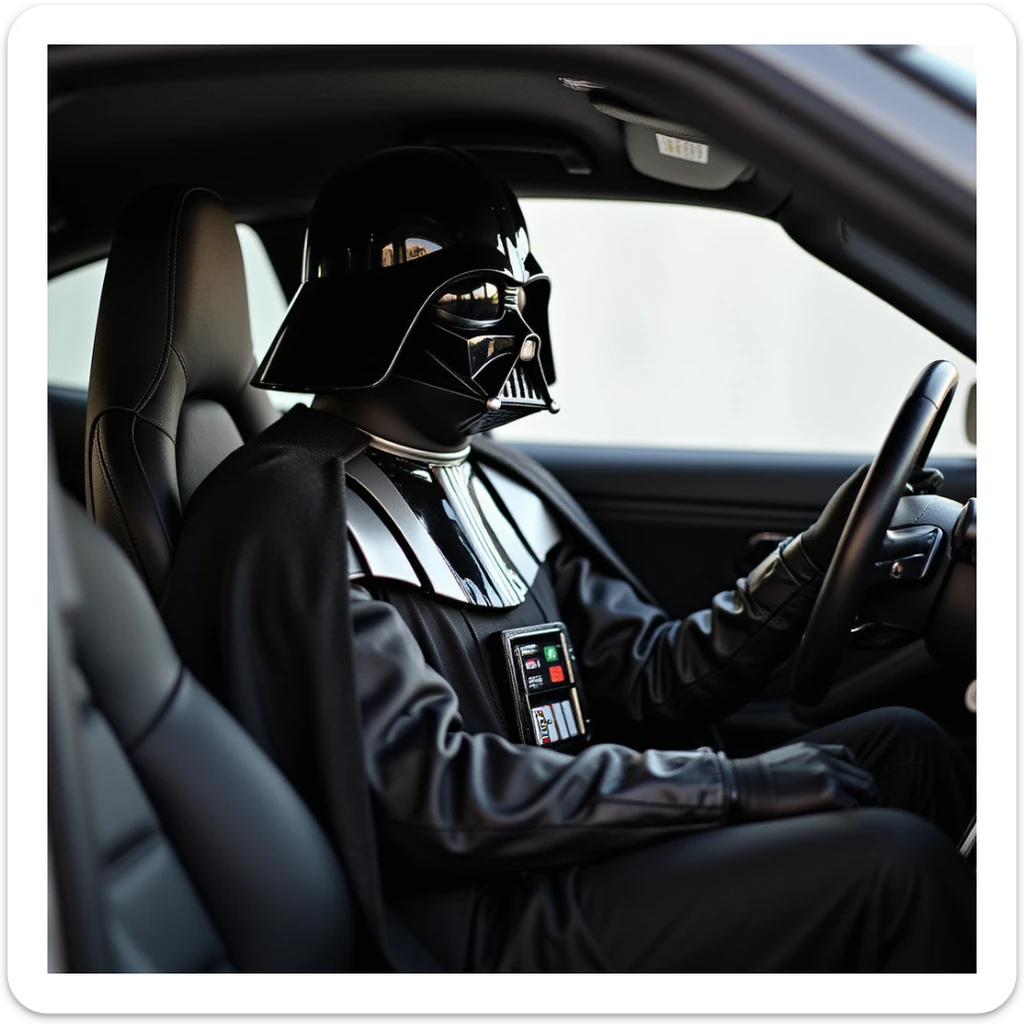 Darth vader sitting in porsche 911 sticker
