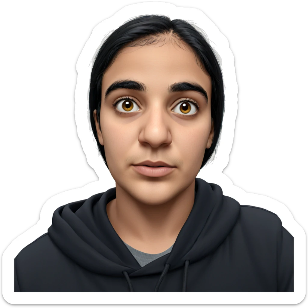 intense gaze of black-haired boy sticker